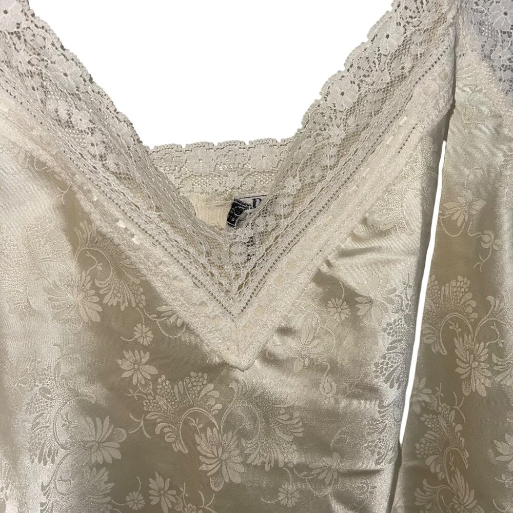 Christian Dior Vintage Womens Top Size Small Cream Camisole Embossed Satin Lace - Picture 4 of 9